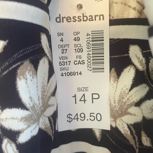 NWT Size 14 Petite Navy, khaki, & white floral maxi dress - Picture 4 of 5